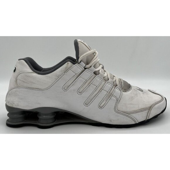 Nike Mens Size 11 Shox NZ Leather 378341-102 White Cool Grey Running Shoes - Picture 5 of 10
